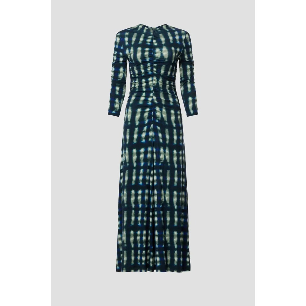 Proenza Schouler White Label Dress Womens Small Blue Tie Dye Ruched Maxi Bodycon